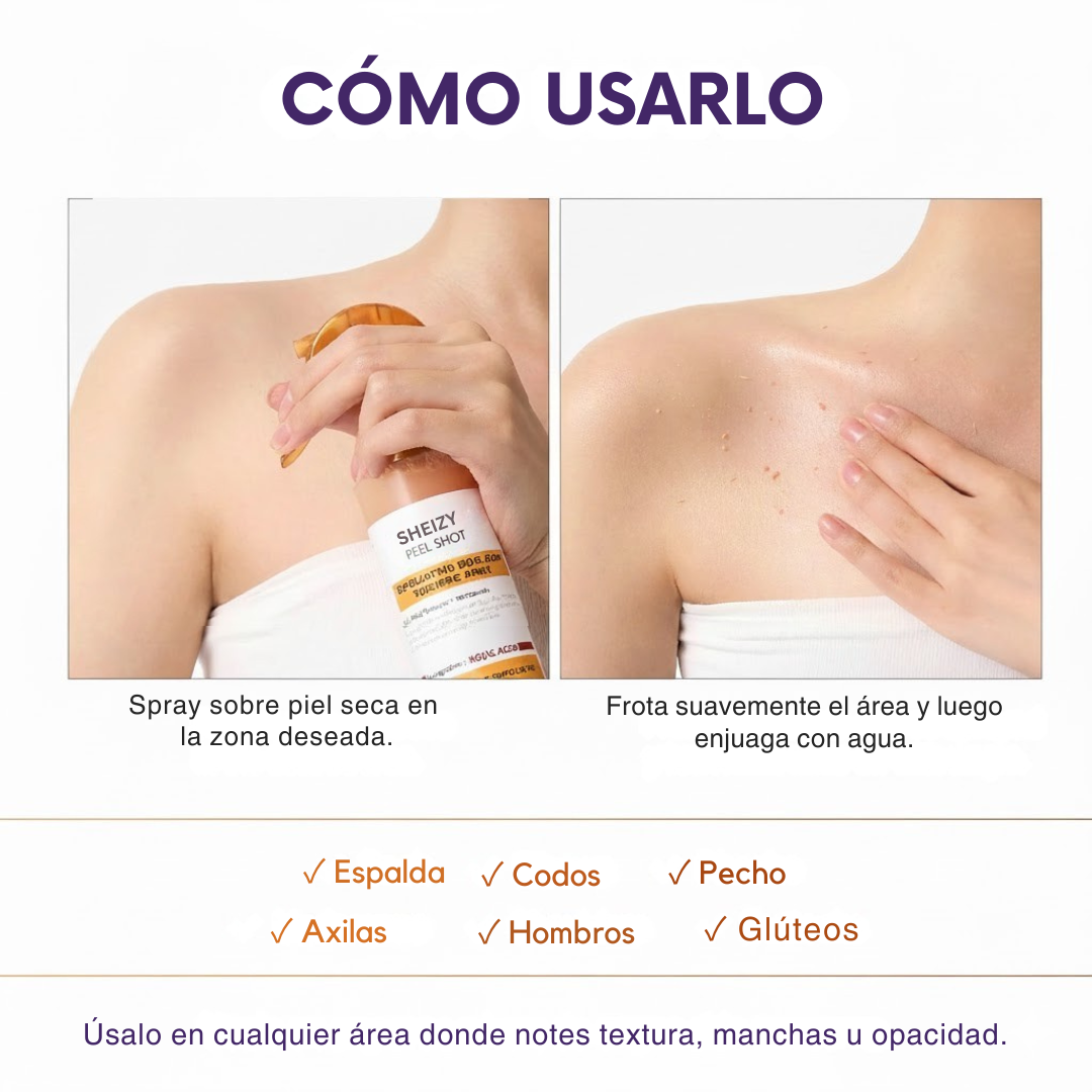 SHEIZY Spray Exfoliante Peel Shot Kójico + Cúrcuma