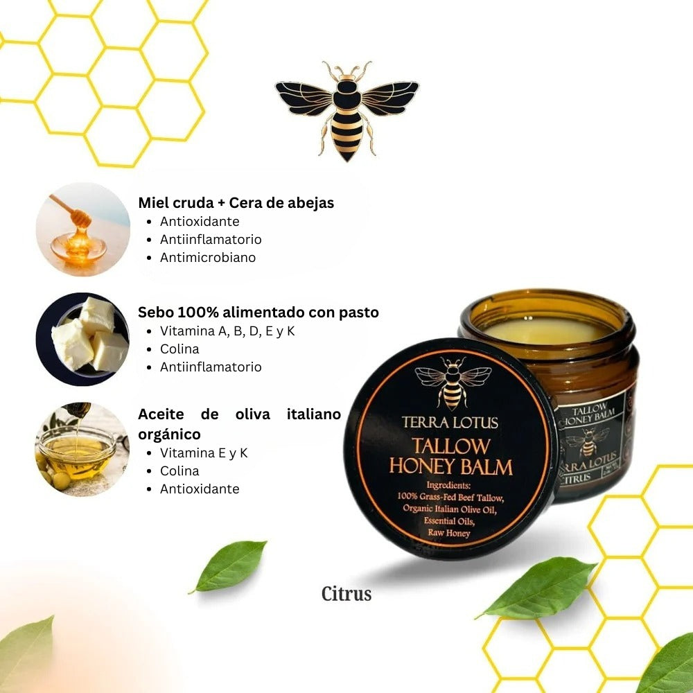 Bálsamo Natural Sanador de Piel con Miel y Sebo